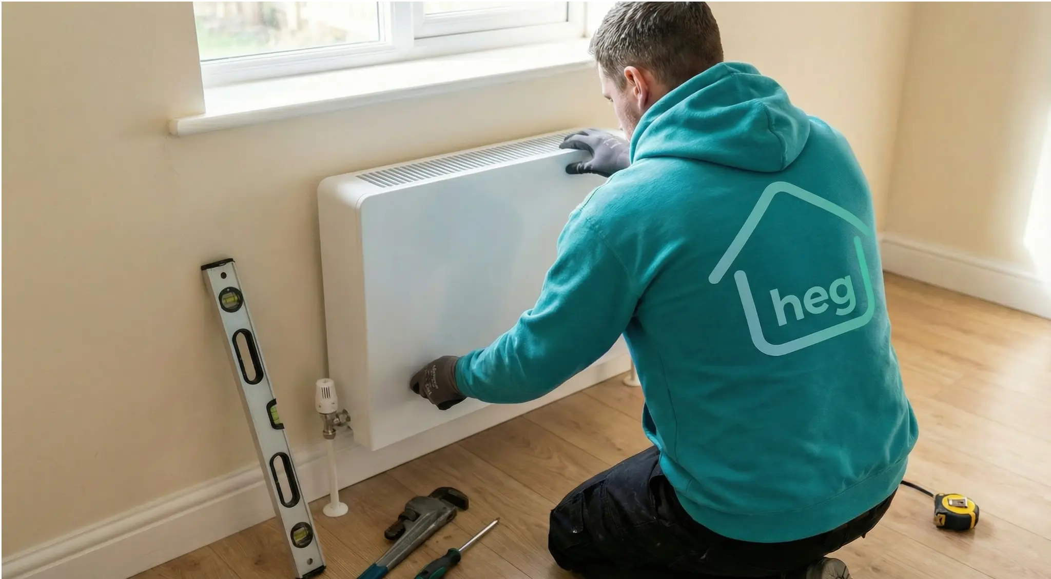 HEG engineer completing a renewable energy installation