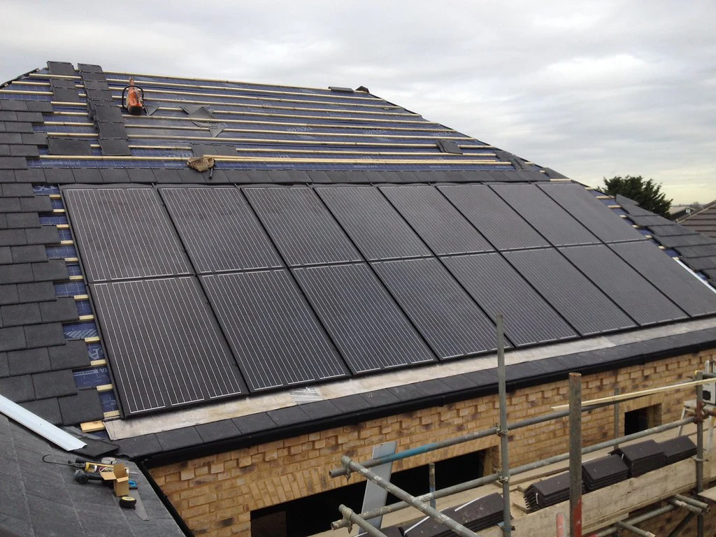 Solar panels installed on a new-build home